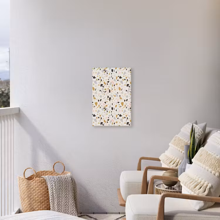 Terrazzo - Patroon - Neutraal - Zacht - Multi Tuinposter op houten frame 2 cm dik klein 841 -sfeer1