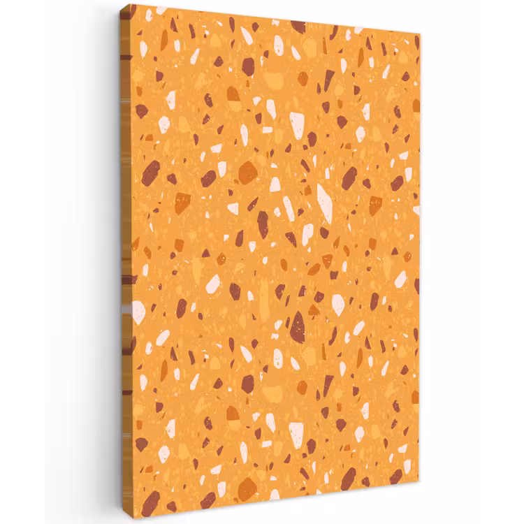 Terrazzo - Patroon - Okergeel Tuinposter op houten frame 2 cm dik klein 841 -3d