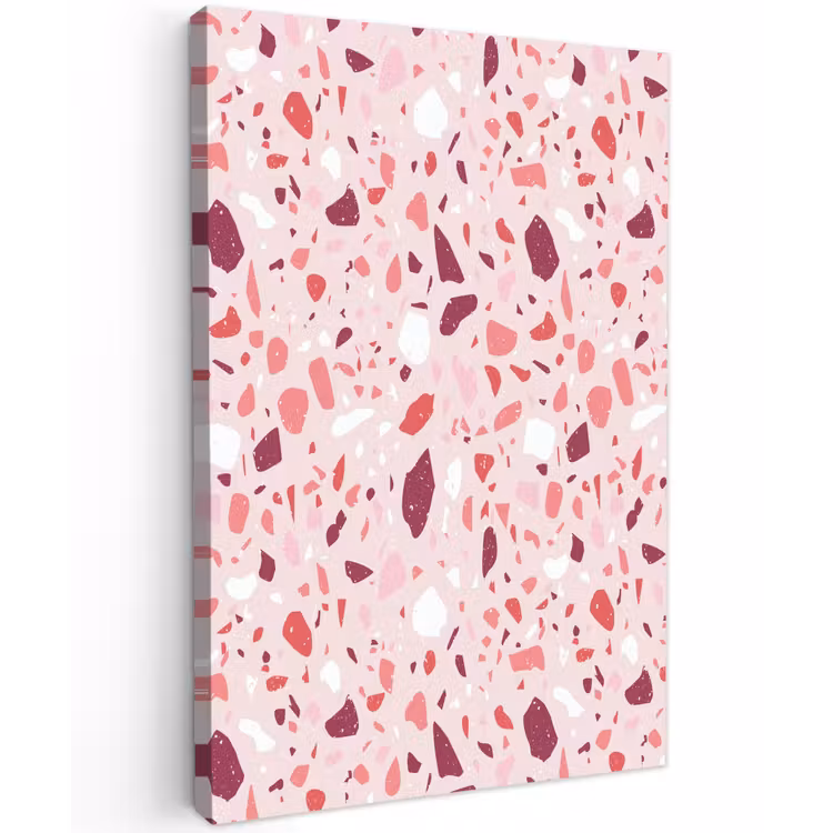 Terrazzo - Patroon - Roze Tuinposter op houten frame 2 cm dik klein 841 -3d