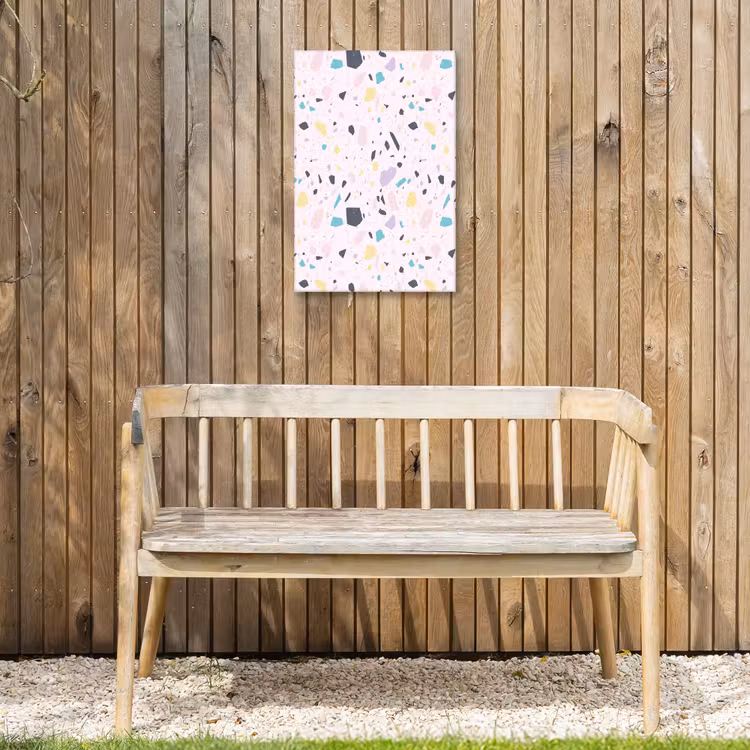 Terrazzo - Patroon - Zacht - Snoep Tuinposter op houten frame 2 cm dik klein 841 -sfeer4
