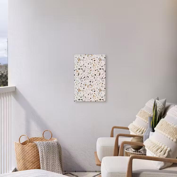 Terrazzo - Patroon - Staal Tuinposter op houten frame 2 cm dik klein 841 -sfeer1