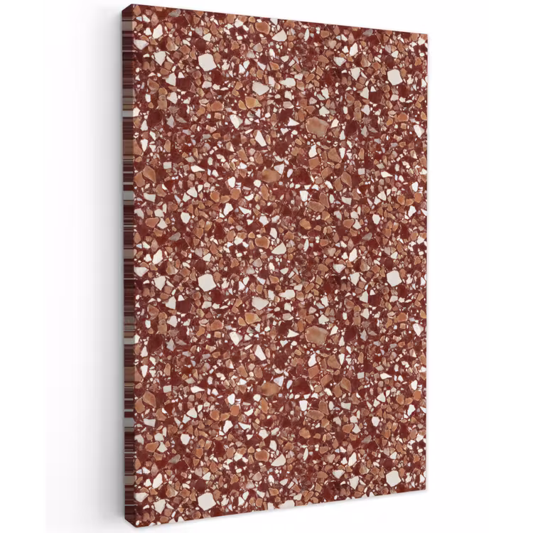 Terrazzo - Patroon - Steentextuur - Roodbruin Tuinposter op houten frame 2 cm dik klein 841 -3d