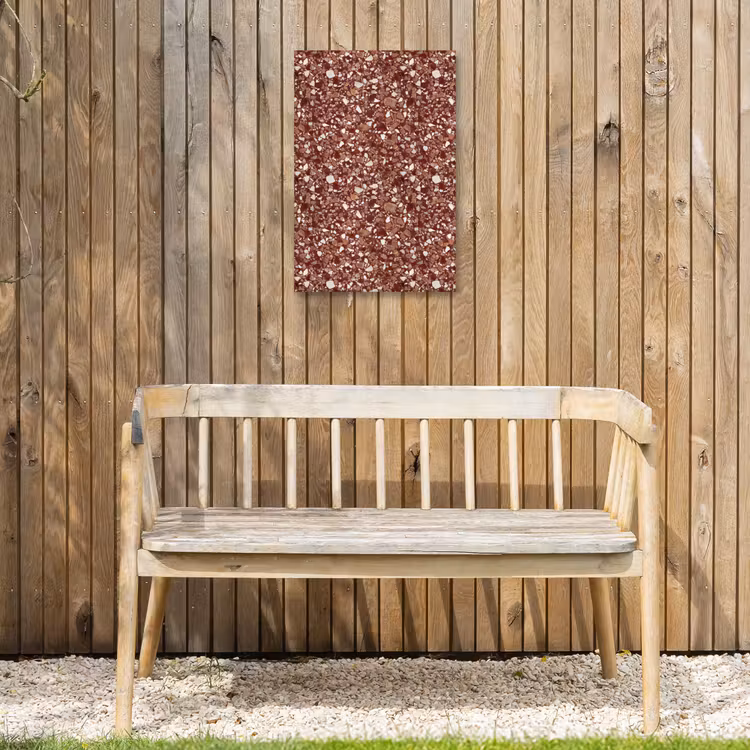 Terrazzo - Patroon - Steentextuur - Roodbruin Tuinposter op houten frame 2 cm dik klein 841 -sfeer4
