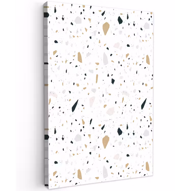 Terrazzo - Patroon - Wit - Neutraal Tuinposter op houten frame 2 cm dik klein 841 -3d