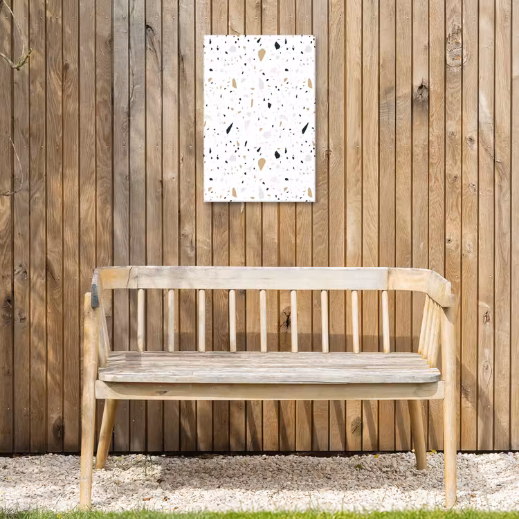 Terrazzo - Patroon - Wit - Neutraal Tuinposter op houten frame 2 cm dik klein 841 -sfeer4