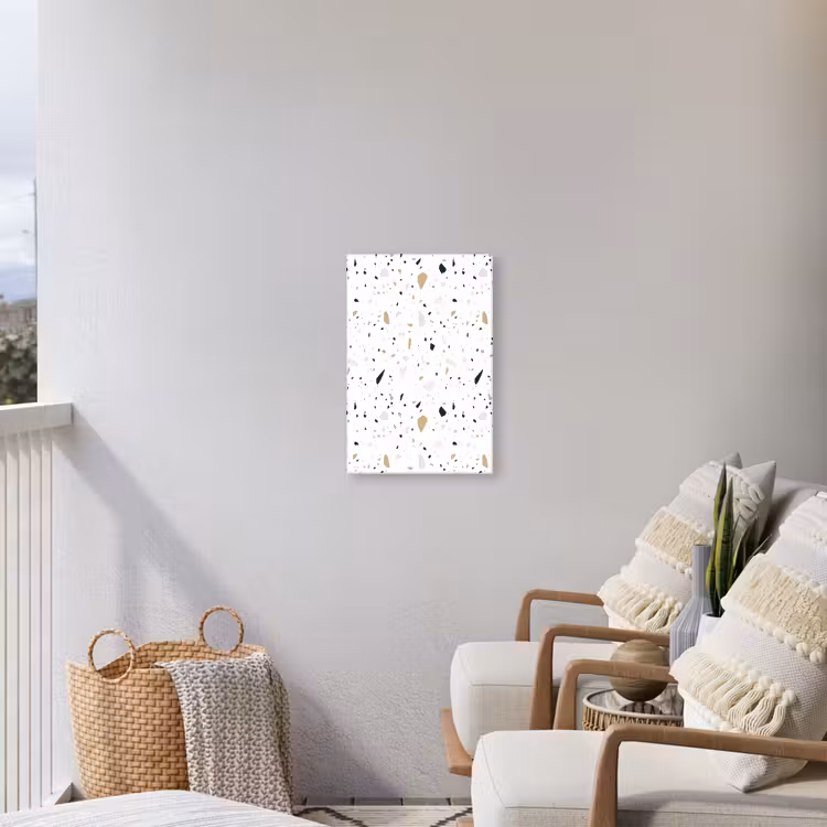 Terrazzo - Patroon - Wit - Neutraal Tuinposter op houten frame 2 cm dik klein 841 -sfeer1
