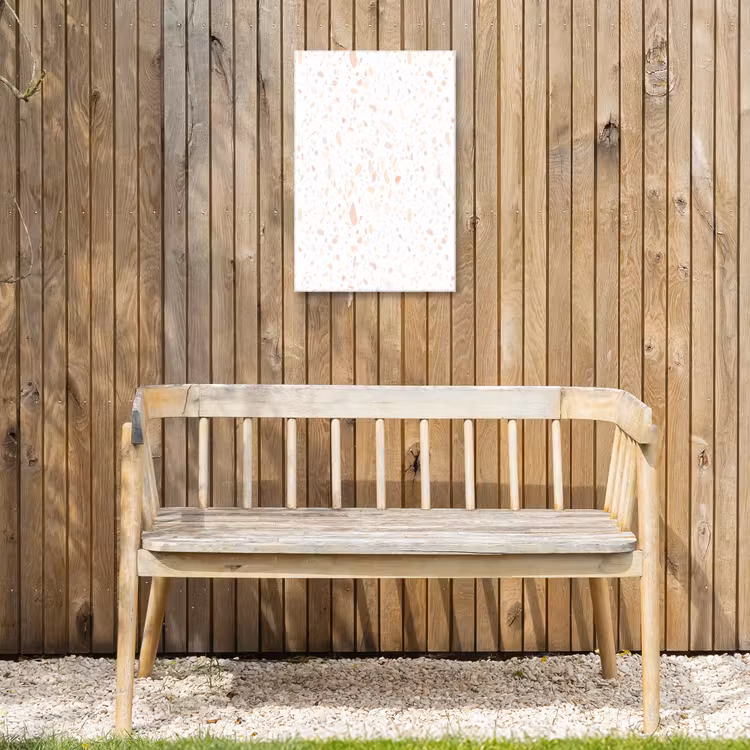 Terrazzo -  Patroon - Wit - Perzik Tuinposter op houten frame 2 cm dik klein 841 -sfeer4