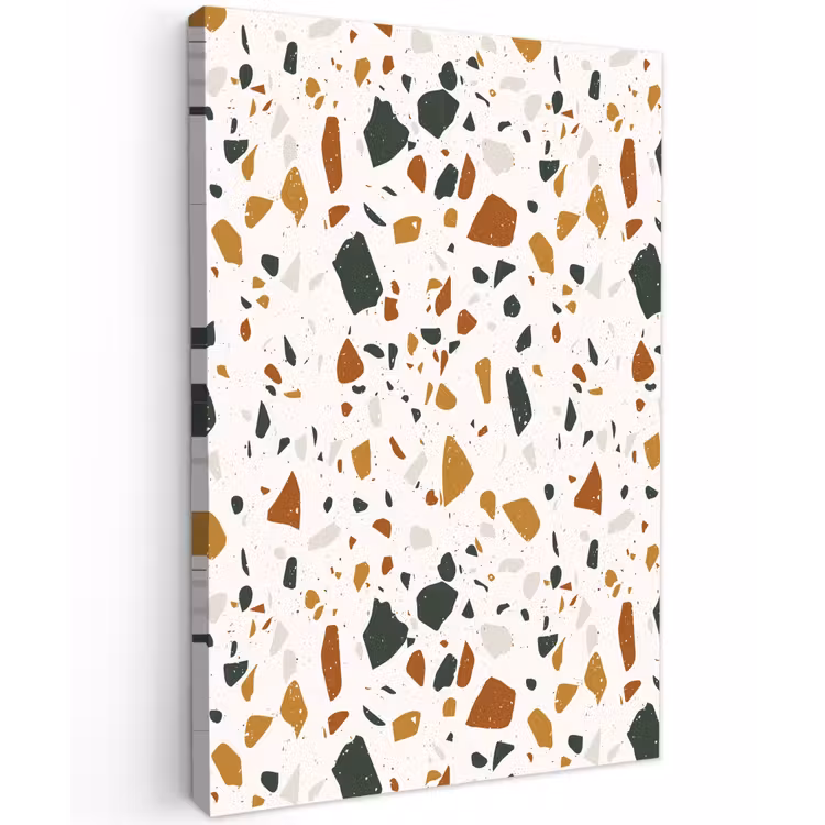Terrazzo - Patroon - Wit - Terra Tuinposter op houten frame 2 cm dik klein 841 -3d
