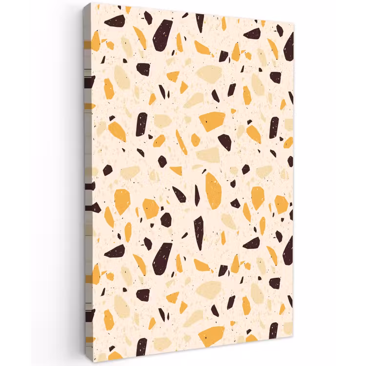 Terrazzo -  Patroon - Geel - Tuinposter op houten frame 2 cm dik klein 841 -3d