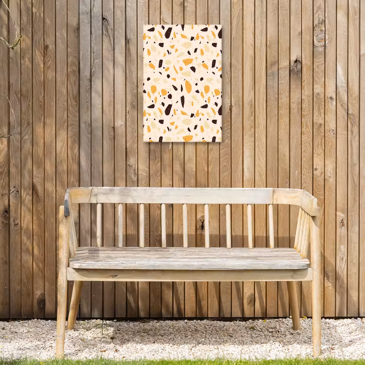 Terrazzo -  Patroon - Geel - Tuinposter op houten frame 2 cm dik klein 841 -sfeer4