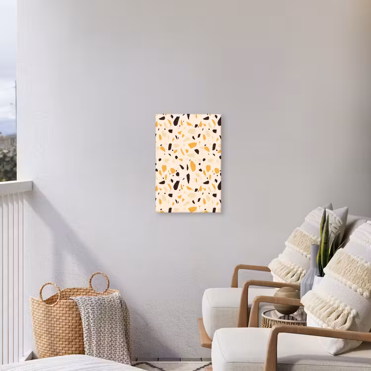 Terrazzo -  Patroon - Geel - Tuinposter op houten frame 2 cm dik klein 841 -sfeer1