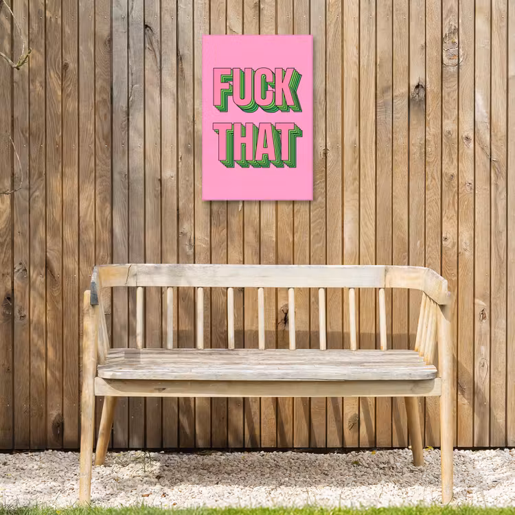 Tekst - Bold - Roze Tuinposter op houten frame 2 cm dik klein -sfeer4