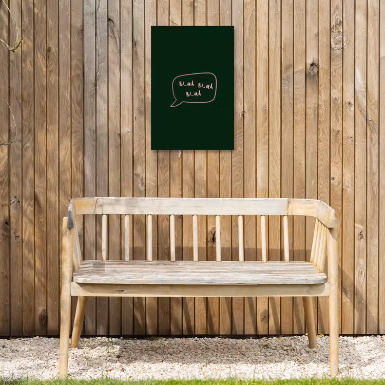 Tekstwolkje - Donkergroen - BLAH BLAH BLAH Tuinposter op houten frame 2 cm dik klein -sfeer4
