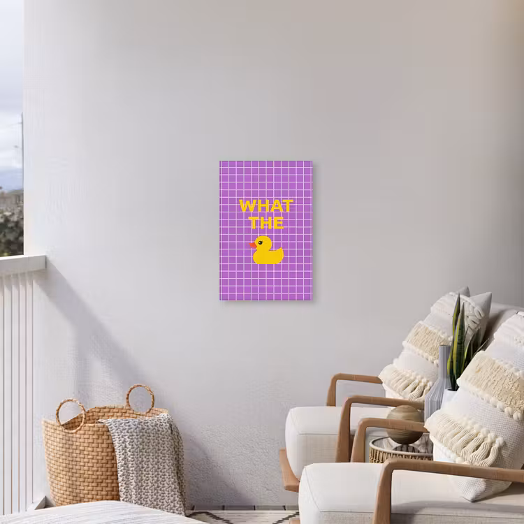 Tekst - Eend - Paars Tuinposter op houten frame 2 cm dik klein -sfeer1