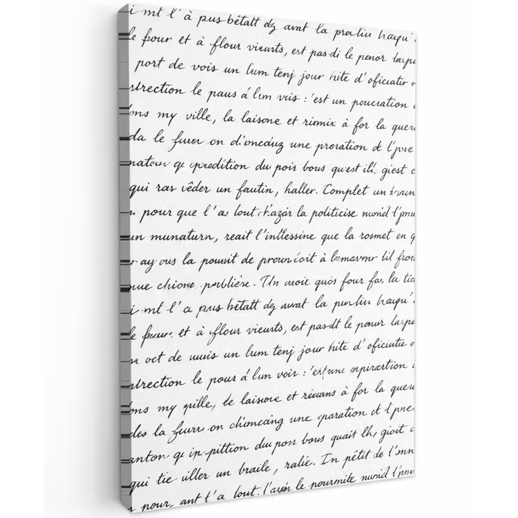 Tekst - Handschrift - Klassiek - ZwartWit Tuinposter op houten frame 2 cm dik klein -3d