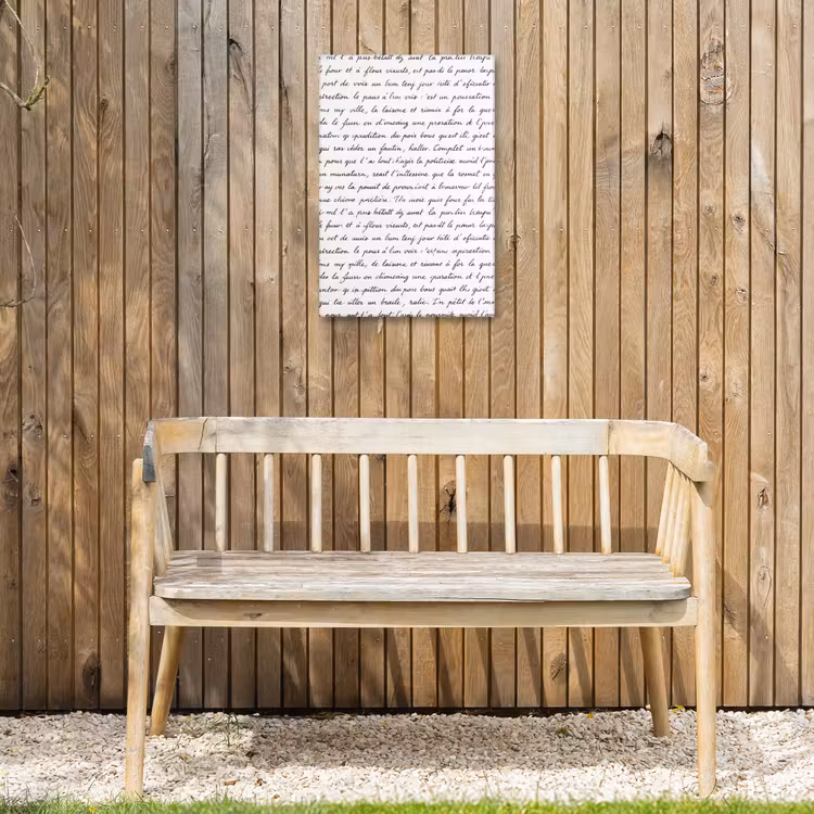 Tekst - Handschrift - Klassiek - ZwartWit Tuinposter op houten frame 2 cm dik klein -sfeer4