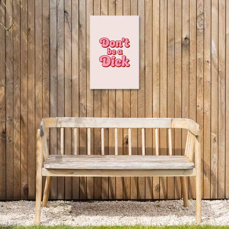 Tekst - Boodschap - Roze Tuinposter op houten frame 2 cm dik klein -sfeer4