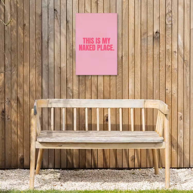 Tekst - Modern - Roze Tuinposter op houten frame 2 cm dik klein -sfeer4
