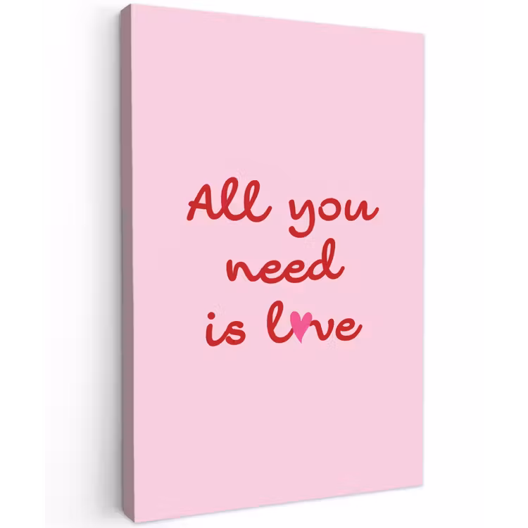 Tekst - Roze - Love - Hart Tuinposter op houten frame 2 cm dik klein -3d