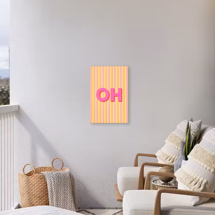 Tekst - Strepen - Roze Tuinposter op houten frame 2 cm dik klein -sfeer1