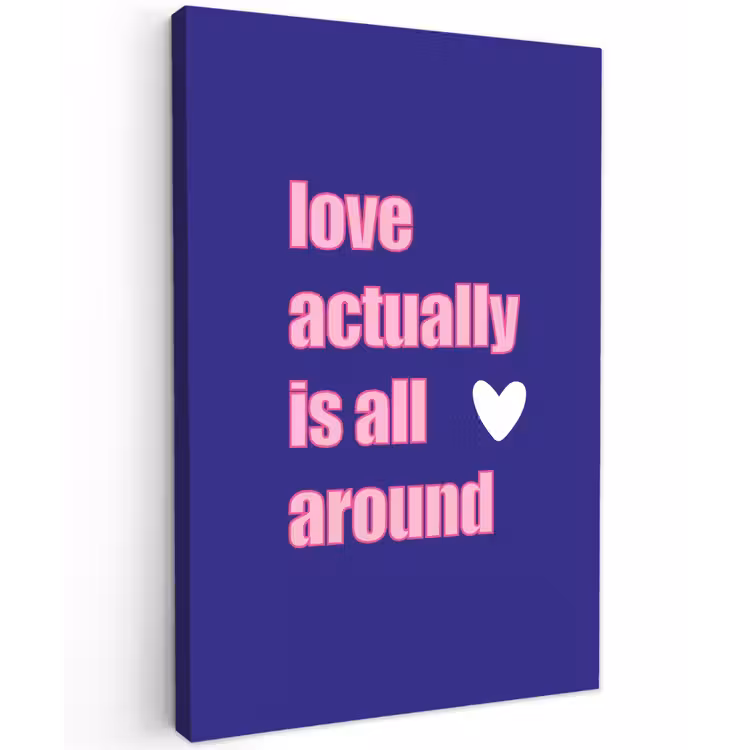 Tekst - Valentijn - Love - Blauw Tuinposter op houten frame 2 cm dik klein -3d