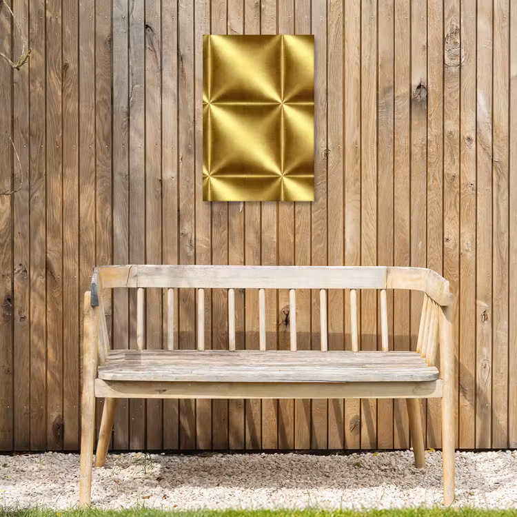 Textuur - Geborsteld Goud - Industrieel - Metallic Tuinposter op houten frame 2 cm dik klein 841 -sfeer4