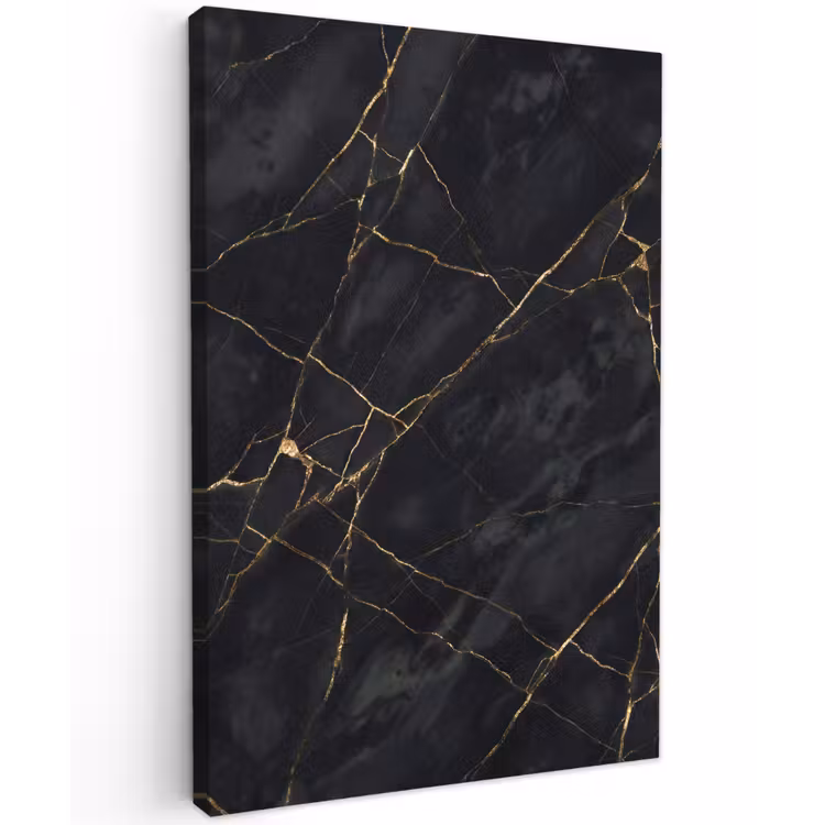 Textuur - Gouden lijnen - Abstract - Modern - Zwart Tuinposter op houten frame 2 cm dik klein -3d