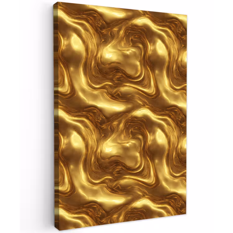 Textuur - Vloeibaar - Organisch - Goud Tuinposter op houten frame 2 cm dik klein 841 -3d