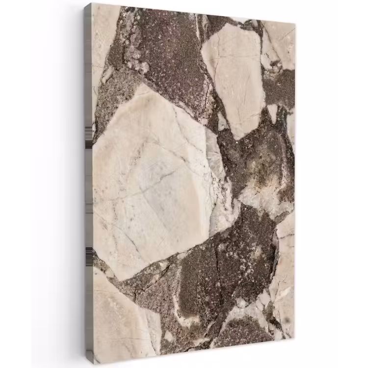Textuur - Marmer - Abstract - Beige - Bruin Tuinposter op houten frame 2 cm dik klein -3d