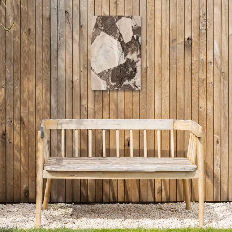 Textuur - Marmer - Abstract - Beige - Bruin Tuinposter op houten frame 2 cm dik klein -sfeer4