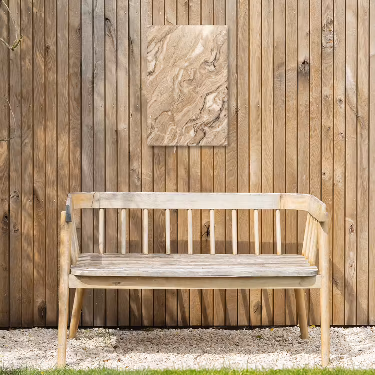 Textuur - Aders - Abstract - Modern - Beige Tuinposter op houten frame 2 cm dik klein -sfeer4