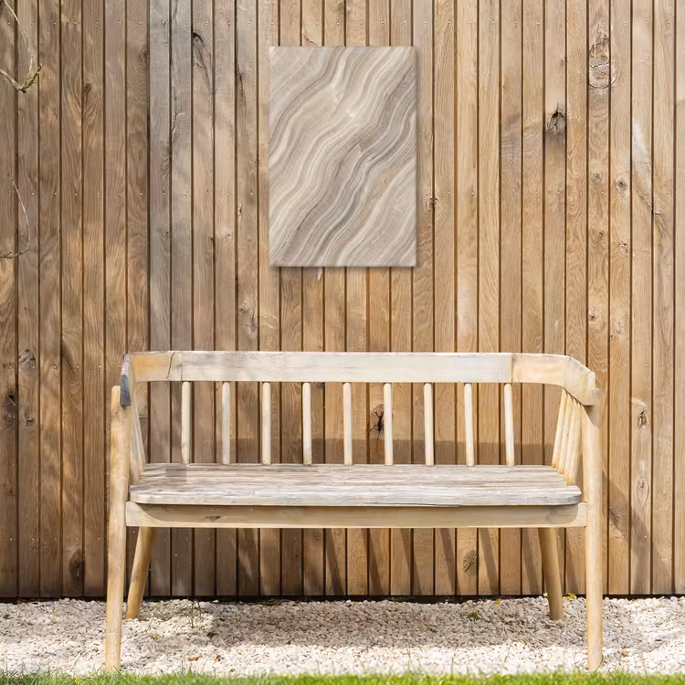 Textuur - Golvend - Abstract - Modern - Beige Tuinposter op houten frame 2 cm dik klein -sfeer4