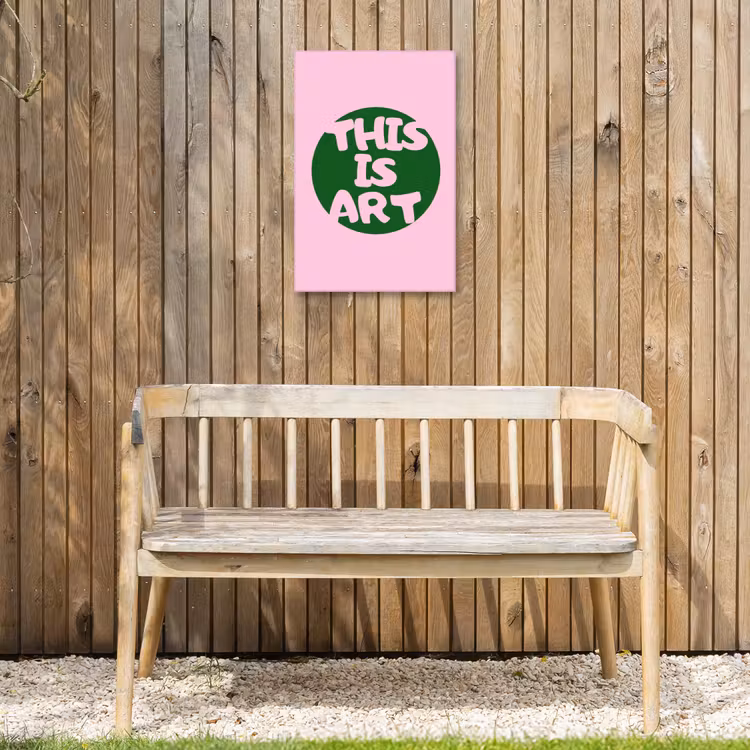 This is art - Tekst - Cirkel - Groen Tuinposter op houten frame 2 cm dik klein -sfeer4