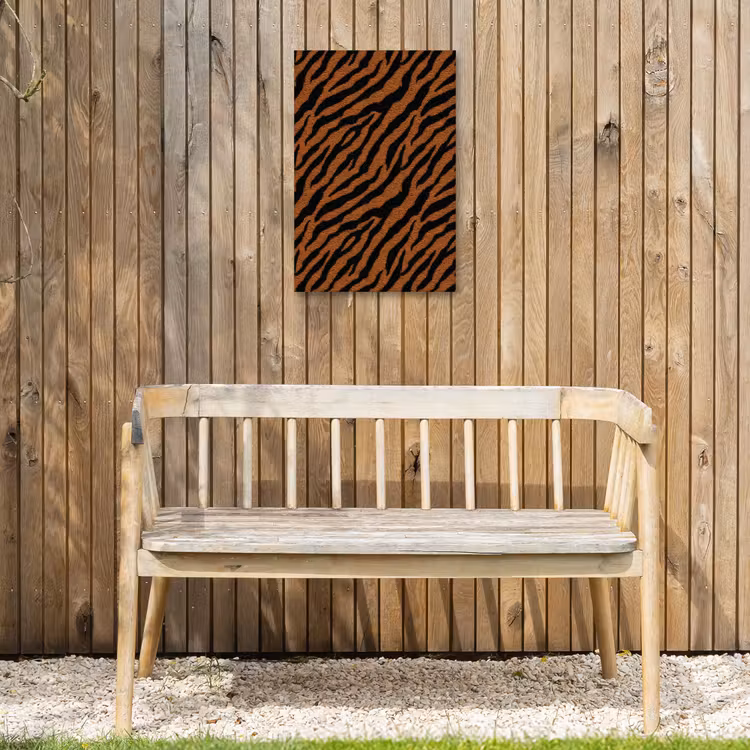 Tijger - Zwart - Vacht Tuinposter op houten frame 2 cm dik klein 841 -sfeer4