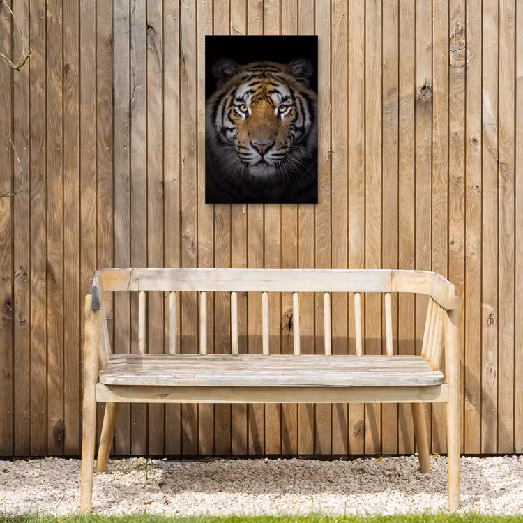Tijger in de schaduw Tuinposter op houten frame 2 cm dik klein -sfeer4