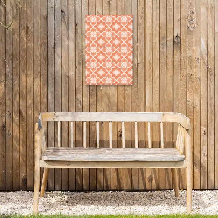 Tegelpatroon - Arabesk - Vintage - Terracotta Tuinposter op houten frame 2 cm dik klein 841 -sfeer4