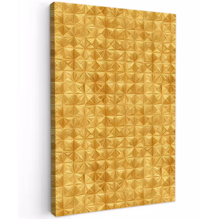 Tegels - Geometrisch - Reliëf - Goud Tuinposter op houten frame 2 cm dik klein 841 -3d