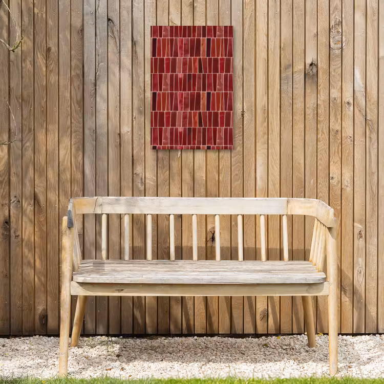 Tegels - Modern - Structuur - Dieprood Tuinposter op houten frame 2 cm dik klein 841 -sfeer4