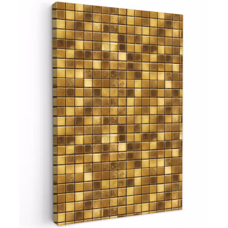 Tegels - Mozaïek - Luxe - Warm Goud Tuinposter op houten frame 2 cm dik klein 841 -3d