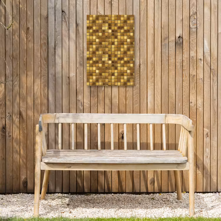 Tegels - Mozaïek - Luxe - Warm Goud Tuinposter op houten frame 2 cm dik klein 841 -sfeer4