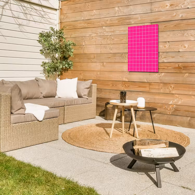 Tegels - Vierkant - Fuchsia Tuinposter op houten frame 2 cm dik klein 841 -sfeer2