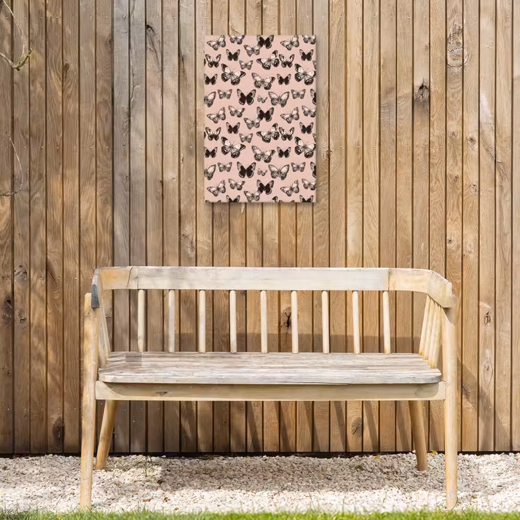 Tijdloos - Vlinders - Perzik Tuinposter op houten frame 2 cm dik klein 841 -sfeer4