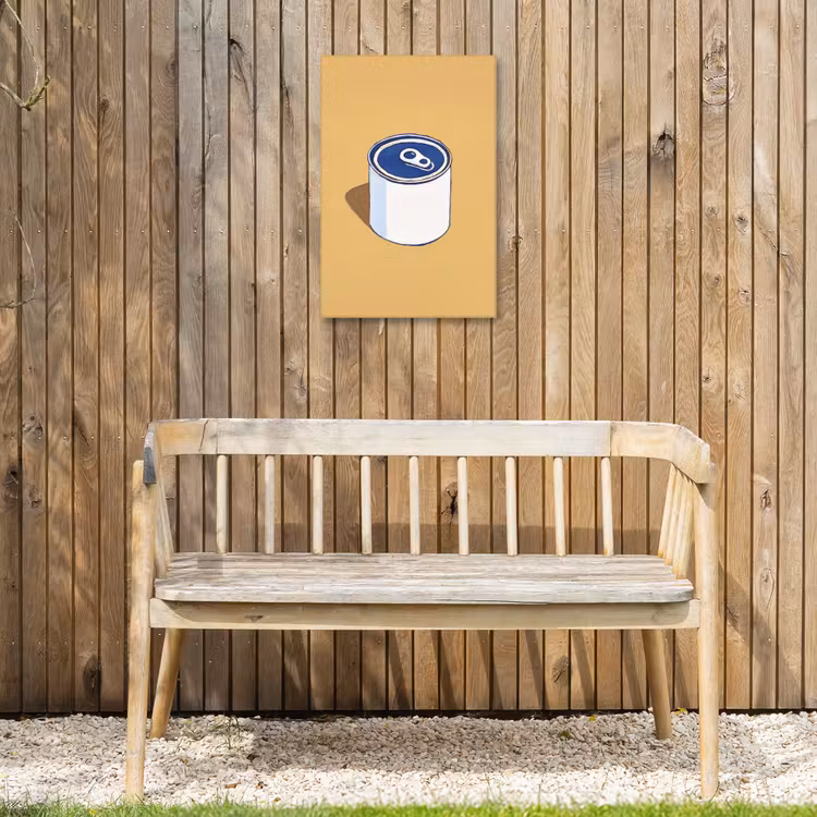 Blikje - Minimalistisch - Blauw - Illustratie Tuinposter op houten frame 2 cm dik klein -sfeer4