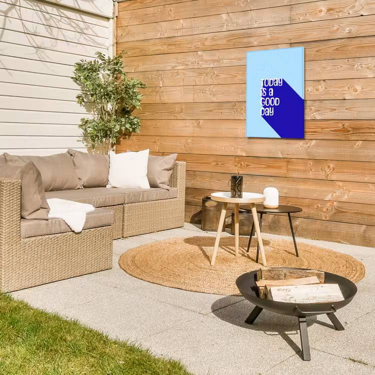 Today is a good day - Blauw - Schaduw Tuinposter op houten frame 2 cm dik klein -sfeer2