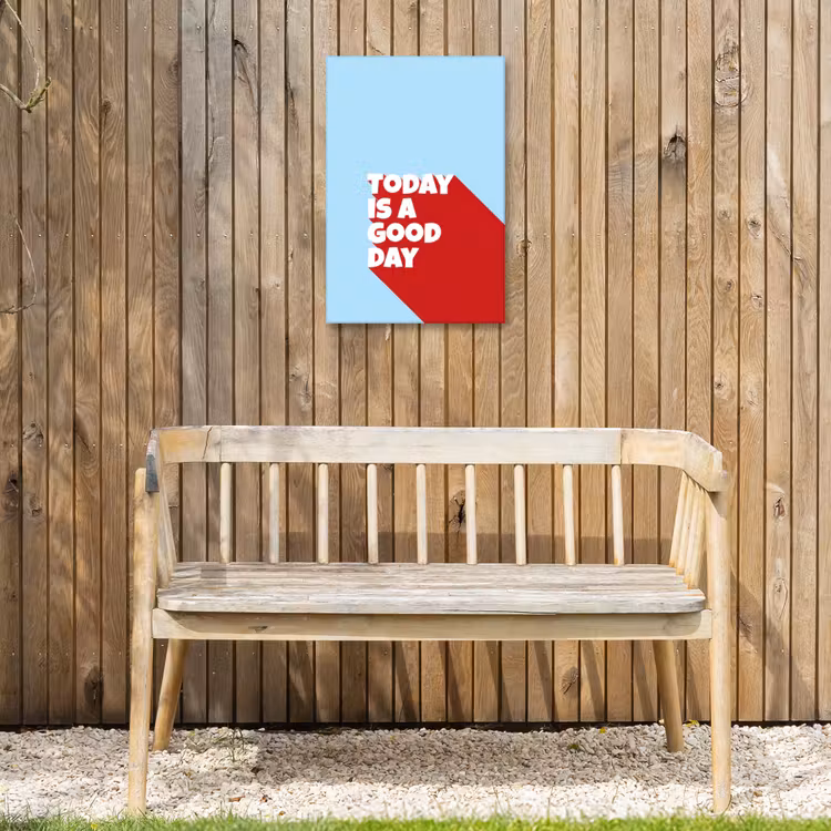 Today is a good day - Rood - lichtblauw Tuinposter op houten frame 2 cm dik klein -sfeer4