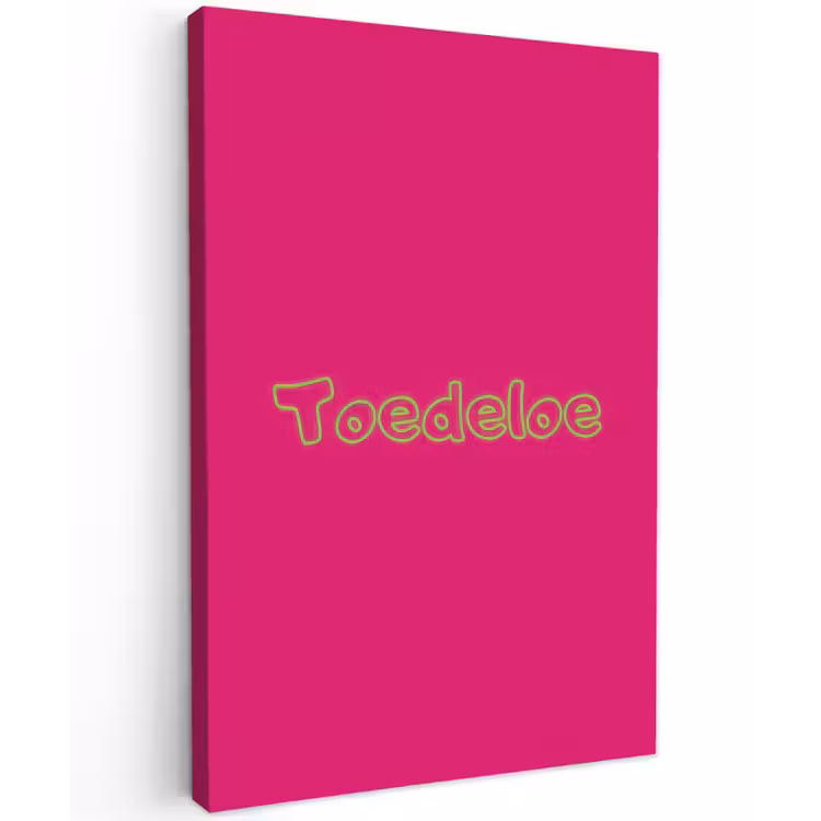 Toedeloe - Groen - Roze Tuinposter op houten frame 2 cm dik klein -3d