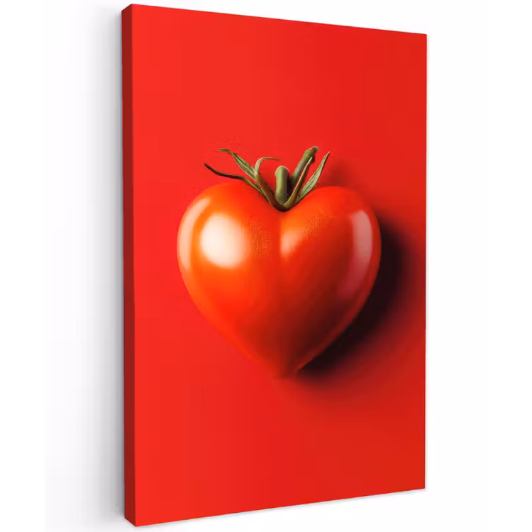 Tomaat - Rood - Hart Tuinposter op houten frame 2 cm dik klein -3d