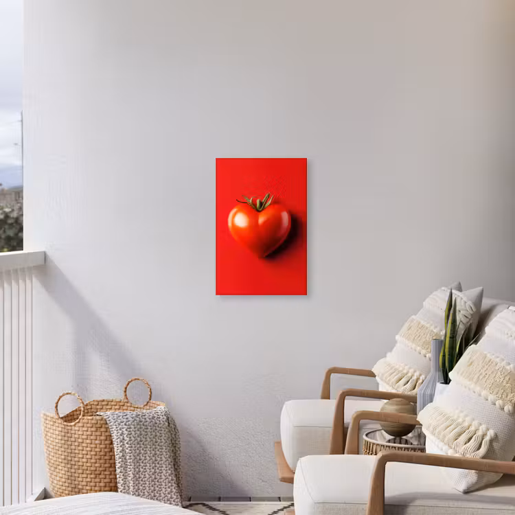 Tomaat - Rood - Hart Tuinposter op houten frame 2 cm dik klein -sfeer1