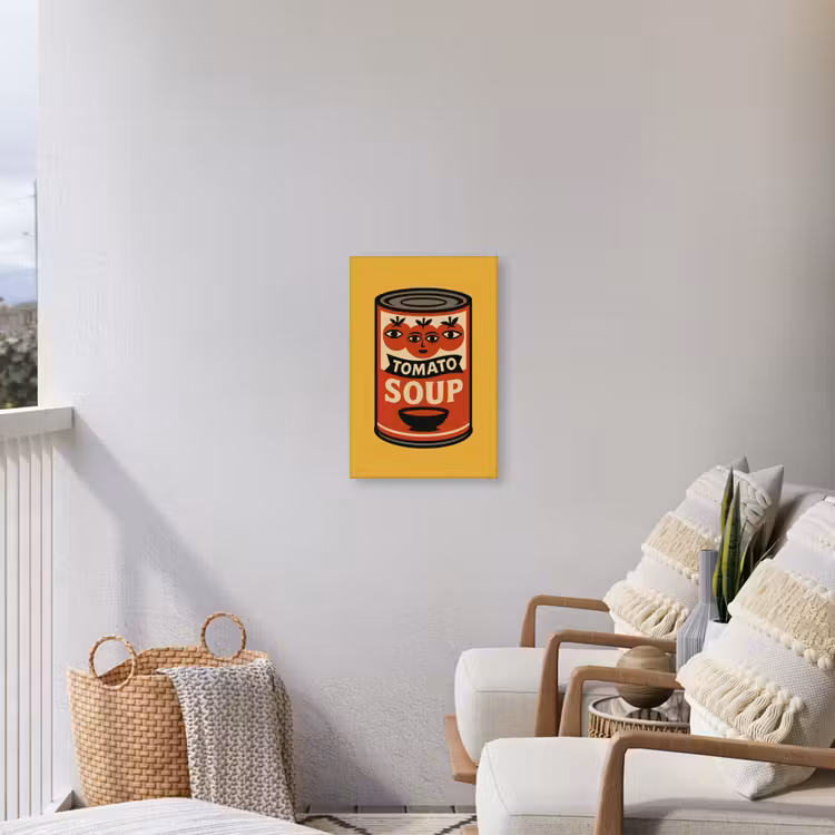 Tomatensoep - Gezichtje - Illustratie - Rood Tuinposter op houten frame 2 cm dik klein -sfeer1