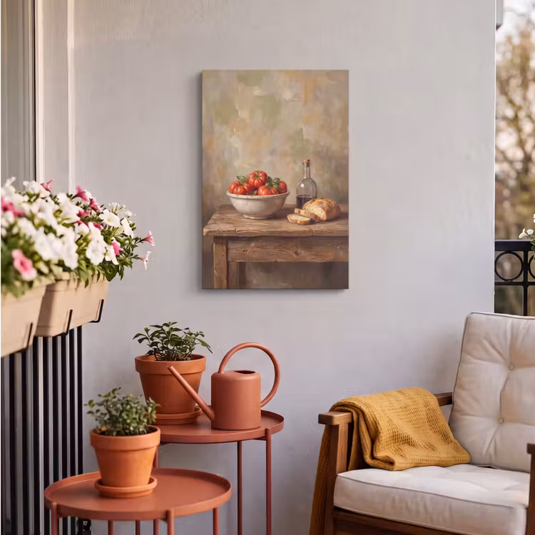 Outdoor Canvas Print - Tomatoes - Bowl - Food - Tomaten - Kom - Eten Tuinposter op houten frame 2 cm dik klein